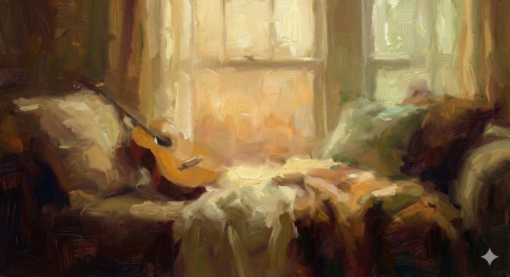 Relaxing acoustic guitar with warm female vocals