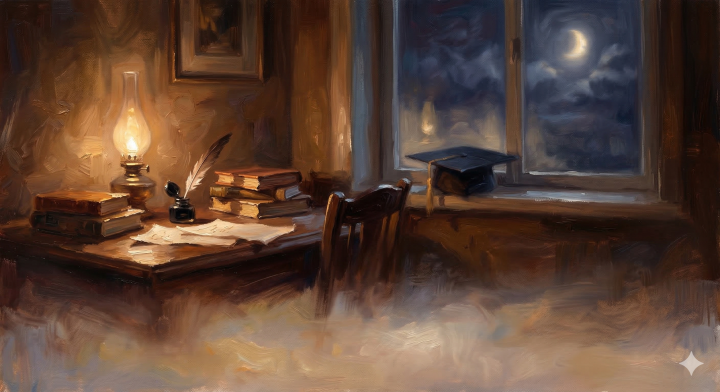 Emotional acoustic ballad for best friend's graduation, male vocal, mentions "late-night study sessions"